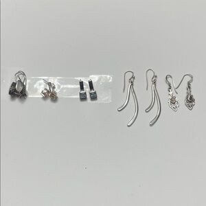 Set of 5 Elegant Sterling Silver Earrings